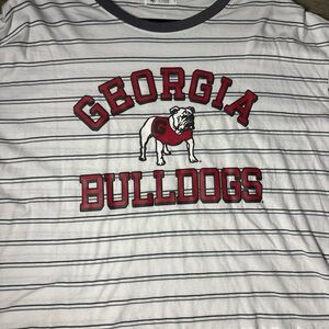 47 Brand Georgia Bulldogs Striped Ringer T-Shirt Uga Mascot White Grey XL NWOT